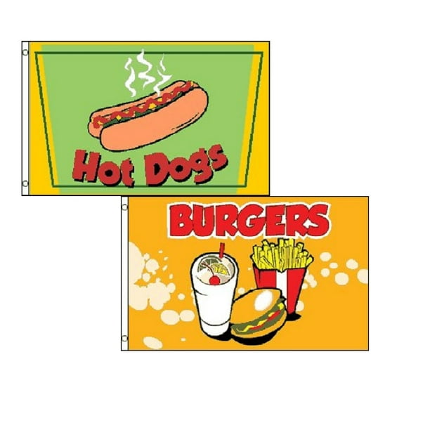 HOT DOGS Flag Restaurant Advertising Banner Food Stand Pennant Dog Tent Sign 3x5 